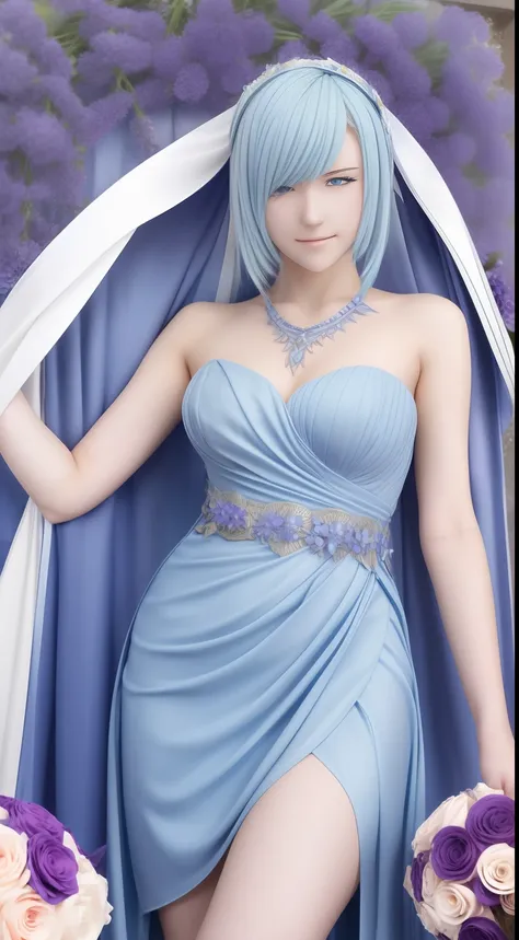 (master piece) brynhildr lancer fgo,20-year old,pure,happy,affectionately gaze,laurel wreath,bride dress,shyly pose, pretty roun...