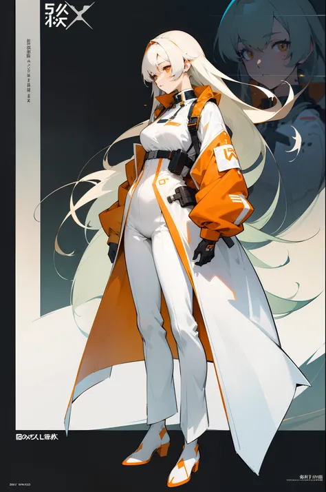 a drawing of a man in a white and orange outfit, anime full body illustration, interesting character design, anime concept art, anime character design, anime character; full body art, anime character art, great character design, detailed anime character ar...