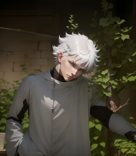 a close up of a person with white hair and blue eyes, killua zoldyck black hair, killua zoldyck portrait, killua zoldyck, male anime character, white haired, white-haired, white haired deity, nagito komaeda, tall anime guy with blue eyes