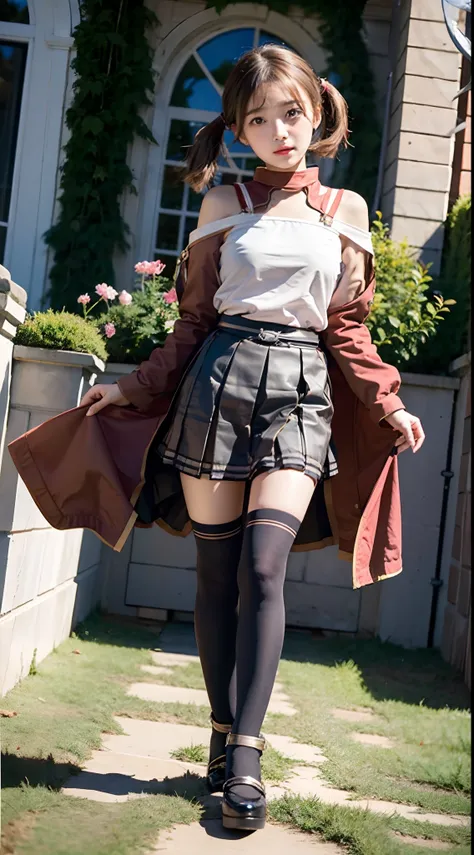 masterpiece, best quality,1girl,skirt, brown hair,