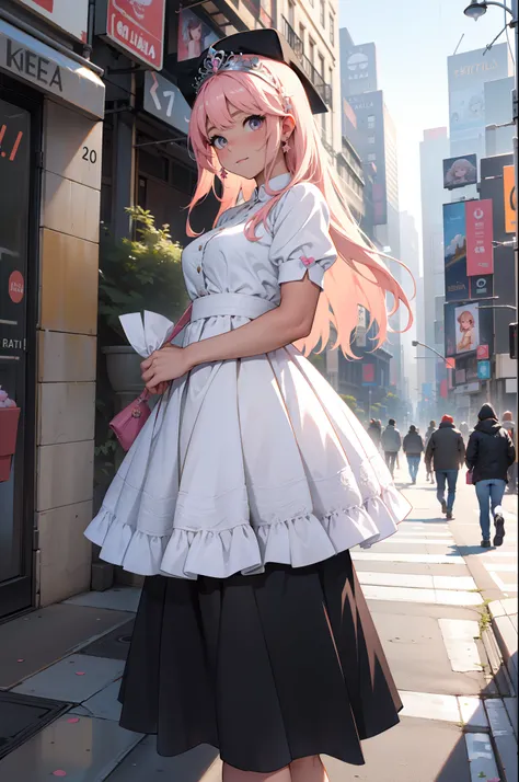 (La mejor calidad) (obra maestra ) Cara perfecta. kawaii & Siniestra princesa belleza joven en la ciudad de Nueva York.