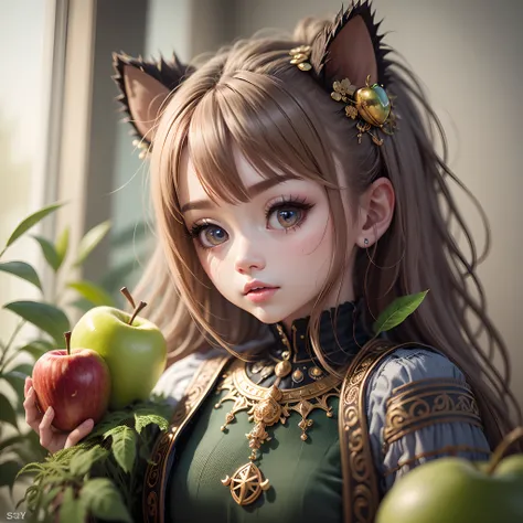 hedgehog kawaii chibi pins and needles has an apple ,unreal engine, hyperrealistic, beautiful, fantasy, ornate, close-up, cgscociety, intricate, 3D, 24K, --auto --s2