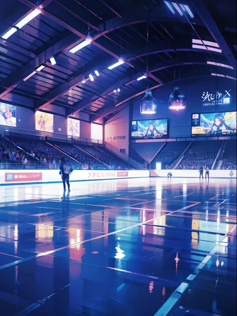 2d anime ice rink, simple ice rink background, simple, light, cold, no human, only bg