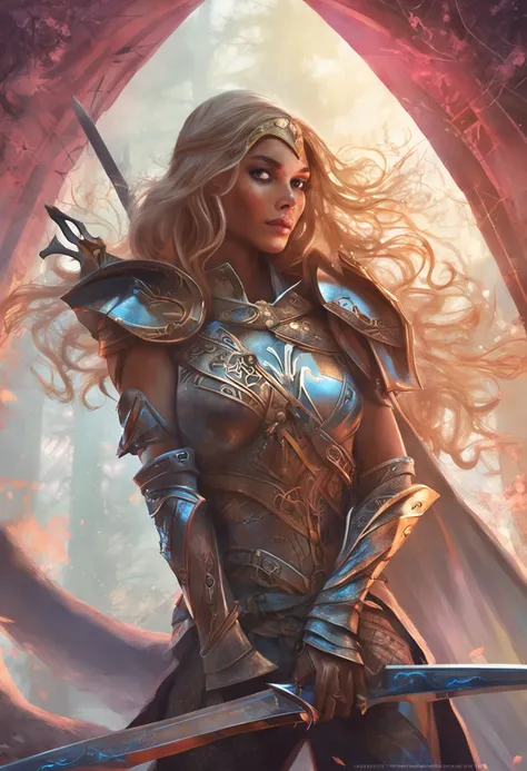 uma mulher em armadura com uma espada e uma coroa, cavaleiro feminino bonito, Aly Fell e Artgerm, epic fantasy art portrait, retrato de arte conceito de fantasia, Retrato do Paladino Feminino, de uma bela cavaleiro feminina, fantasia paladin mulher, artger...