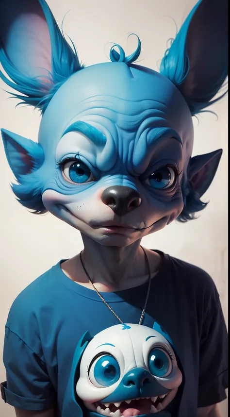 Crie um retrato do personagem animado Stitch, com um semblante tranquilo e fofo