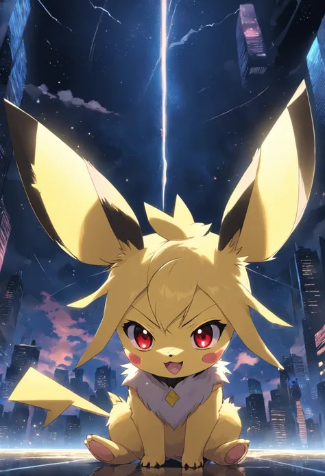 Pichu is playful and cute，Liveliness and agility，Yellow soft hairs，red blush，sparkling big eyes，Cute little pointed ears。(Pichu:1.5)