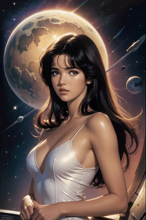 ((beste-Qualit)), ((tmasterpiece)), ((Realistic)), the ultra-detailed face of young Phoebe Cates,Mysterious space, Illustration by Boris Vallejo —ar 2:3 —q 4 —s 750