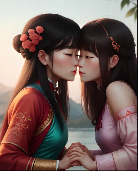 23 beautiful women holding hands kissing Zhu Bajie