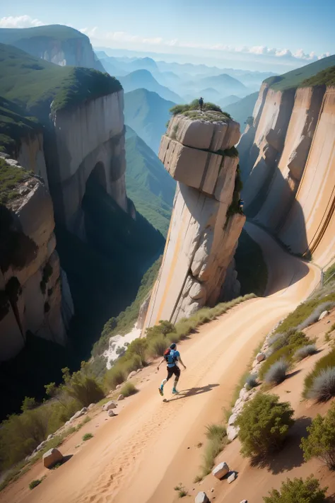 Uma pessoa escalando uma montanha.