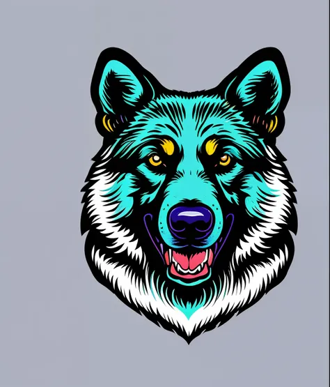 German Shepherd breed dog, colorful, vintage style, (T-shirt design), realistic volumetric light of masterpiece