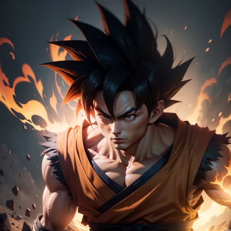 Goku, dark color,8k, ultra realistic