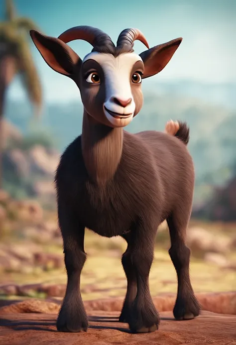 create a cartoon of a cute goat