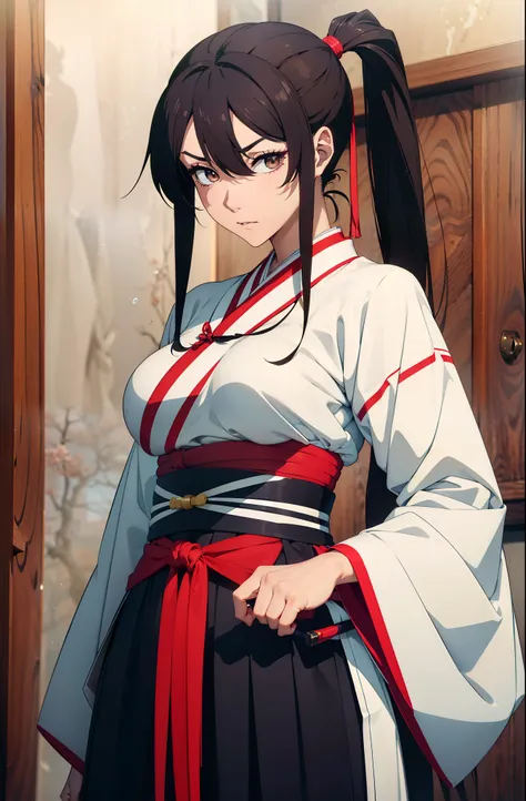 （tmasterpiece）， （best qualtiy）， （the detail： 1.4） asaemon_sagiri， 1girll， 独奏， long_hair， sexy pose with katana， katana japan， wh...