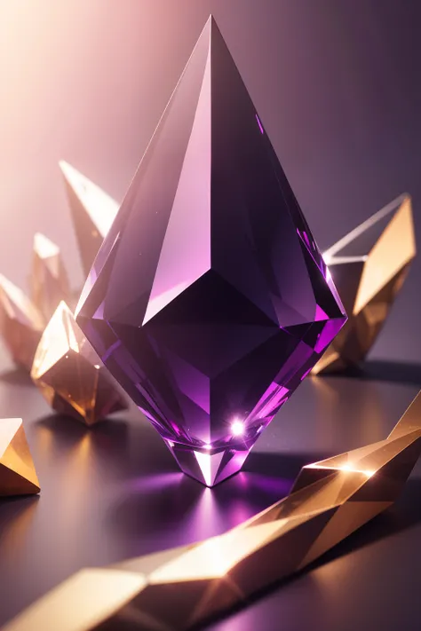 create a logo for a sounding company based on crystal, purple background, small gold details