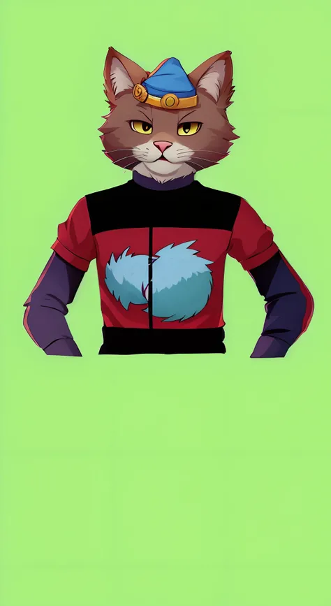 There is a cat wearing a shirt with a crown, generic furry style, peludo do gato, personagem peludo, Fleurfurr, Avatar da parte superior do corpo, sem linha, Fluffy Cat T - Design de camisa, peludo estilizado da disney, Sem estilo Tony Start, pele, fursona...