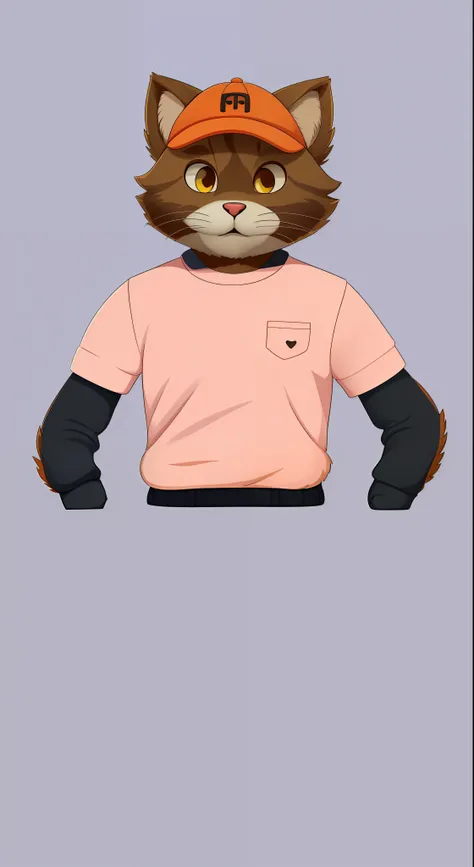 There is a cat with a pink shirt and a red hat, generic furry style, Retrato de personagem peludo, personagem peludo, anthropomorphic female cat, Fursona usando roupas estilosas, fursona furry art commission, anthropomorphic cat, sem linha, um gato antro, ...