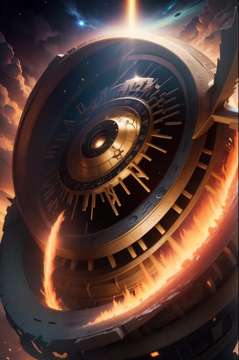 Ultimate Titan of Time, controla todas as coisas com o o poder de manipular o tempo, A colossal and futuristic titan with the theme of time and universe, anda sempre com a contagem da vida de todos os seres em suas costas, cosmic entit part of everything, ...