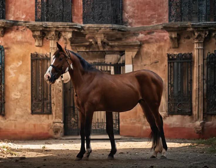 A horse in Florence, extremely detailed, glamour photography, real estate photography, deep colors, earth tones, acidwave, comtemporary realism