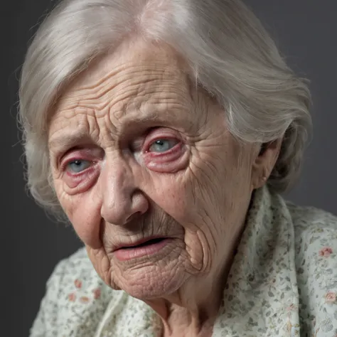 elderly woman crying hyper realistc photo