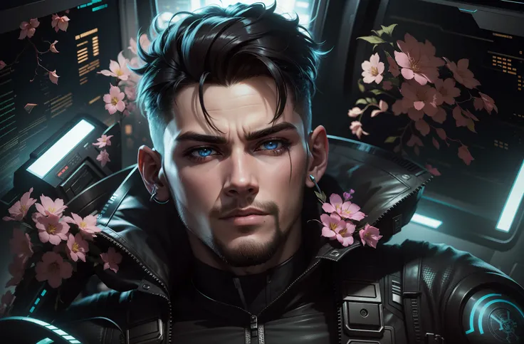 Change background cyberpunk handsome boy, realistic face, 8k, ultra realistic,