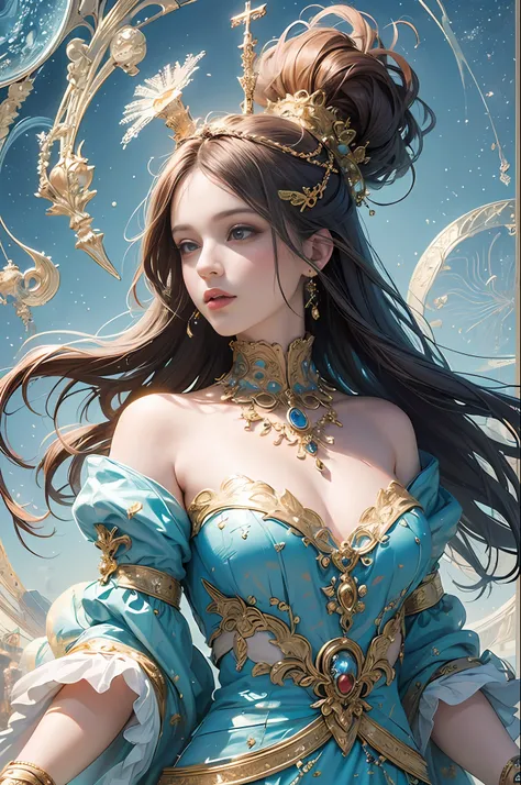 (masterpiece, top quality, best quality, official art, beautiful and aesthetic:1.2), (1 fantasy girl), extremely detailed, ornate jewellery, (fractal art:1.3),colorful,highest detail.