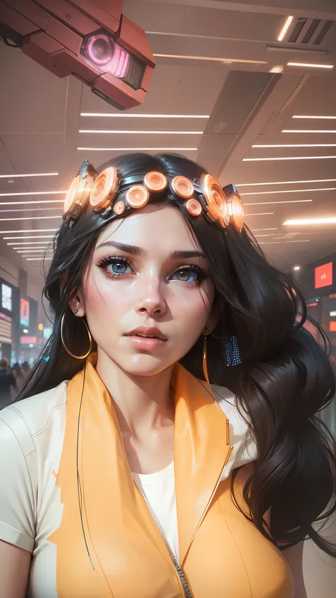 Change background cyberpunk beautiful girl realistic face. 8k, ultra realistic