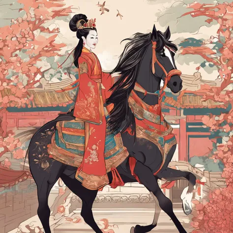 Beautiful princess and handsome colt in ancient China，Dance in the hall。The princess is very beautiful，beauitful face，Face details，The colt is very handsome，Handsome face，Face details，The hall is resplendent，The background is a lot of princes and nobles，Th...