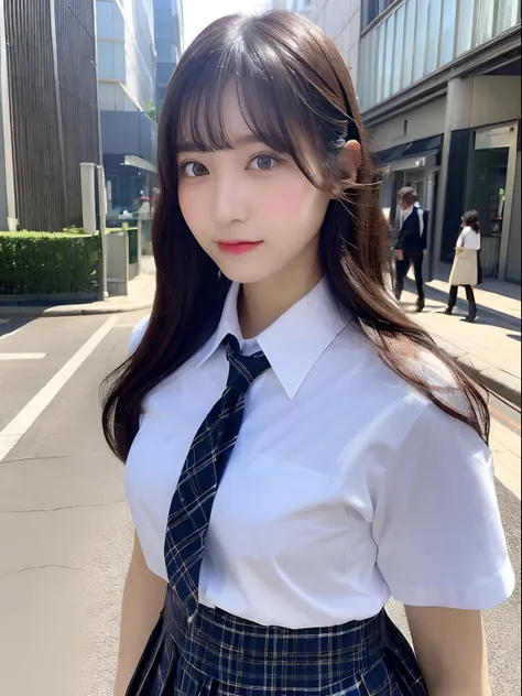 ((top-quality、8K、​masterpiece：1.3))、foco nítido：1.2、Beautiful schoolgirl in perfect style：1.4、A slender、((A dark-haired、tits out：1.2))、gravure model、(natural soft light、street snap、TOKYOcty、Harajuku:1.1)、Highly detailed facial and skin texture、A detailed e...