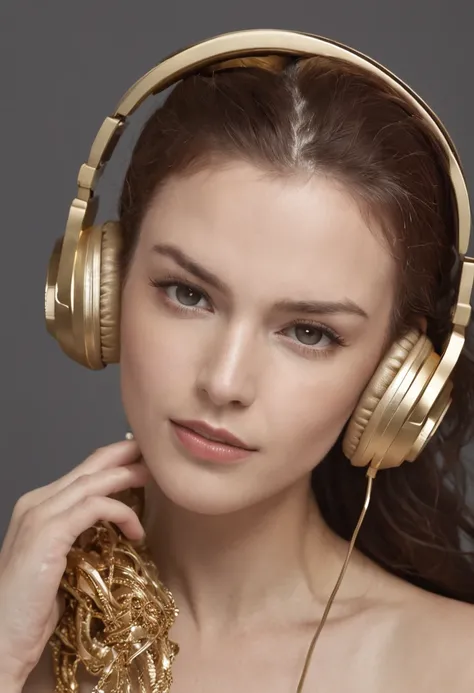 man with music headphones, golden energy around him