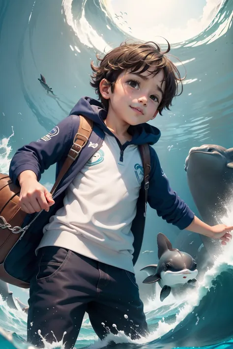 A viagem de Pip o pequeno aventureiro foi emocionante! He encountered playful dolphins and friendly whales during the journey. Algumas vezes, ondas gigantes assustavam o pequeno Pip, But he wouldnt give up.