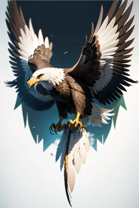 eagle with fang, super HD, mosaic photo, white background