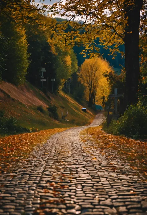 a road on Kalvaria - in the hearth of Slovakia: Banská Štiavnica, the UNESCO city. Raw style