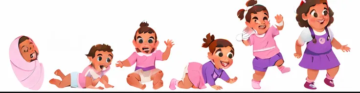 Cartoon illustration of a group of babies with different ages, children illustration, childrens illustration, human babies, flat illustration, Childrens illustration, illustration for children, animation illustrative style, illustration of childrens books,...