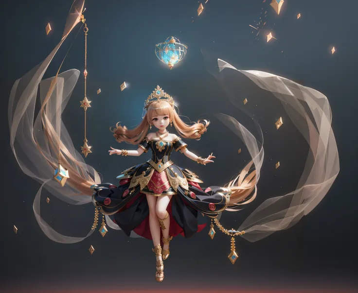 Anime - style image of woman in dress and tibbles flying in the sky, 3 d render character art 8 k, 8k high quality detailed art, Fantasy Art Style, cushart krenz key art feminine, beautiful celestial mage, a beautiful fantasy empress, 2. 5 d cgi anime fant...