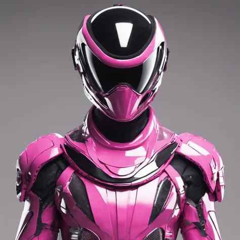 Portrait of a futuristic pink Power Ranger from space, fashion, editorial, fotografia editorial, capa de revista, 4k, boneca, intricate details, black studio background ::n_ low quality, full body, signature, mark, watermark, text, deformed, deformed eyes,...