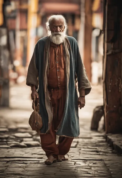 realistic portrait of an old sage from ((cabelos longos e grisalhos, barba longa e grisalha)). The environment is immersive with realistic details and the lighting is perfect to give drama and depth to the scene., Mechanical photo: Realistic epic, Soft cin...