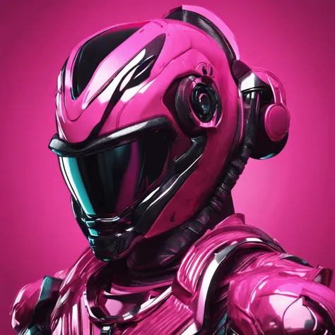 Portrait of futuristic pink Power Ranger from space, fashion, editorial, fotografia editorial, capa de revista, 4k, boneca, intricate details, black studio background, fundo preto, black background ::n_ low quality, full body, face, signature, mark, waterm...