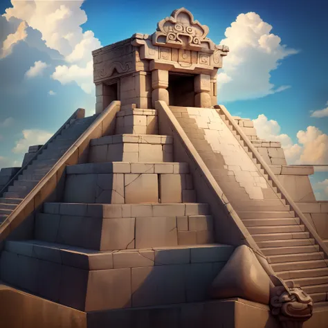 mayan pyramid，chichen itza，resplendent，gameicon，highest masterpiece，high qulity。