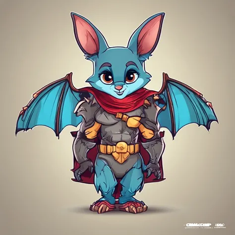 Two-dimensional game cartoon tender bat, colorido, estilo cartoon, Vibrant and dynamic backgrounds, personaje principal amigable y adorable, with expressive facial expression and attractive details.