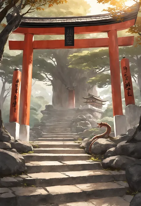 Immortalize the beauty and reverence of an ancient Japanese temple in an image that captures the passage of time. In this scenario, um templo majestoso repousa em meio a uma paisagem tranquila e atemporal.

O templo, Built of time-aged wood, apresenta um t...