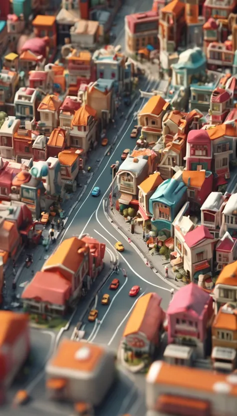 Miniature,Super cute clay world, Isometric view of the city ,cute clay freeze frame animation,City view, 城市，People ，the street，road,tiltshift, Excellent lighting, volume, landscape, hospitals，dentist，Giant teeth as a backdrop，brush,white backgrounid,3D,Sup...