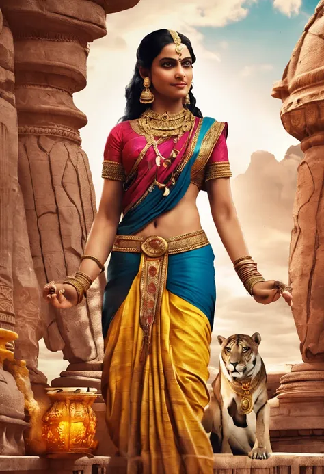 Damayanti the most beautiful heavy-figure princess of the Kingdom of Vidarbha, que se casa con el rey Nala del reino de Nishadha, de la antigua epopeya india mahabharata