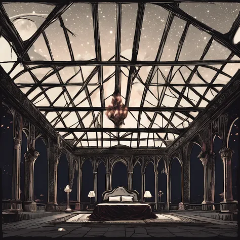 /imagine prompt: Rooftop Retreat, Atop the palace, a tent unfurls as a haven for Absalom. A secluded sanctuary where whispers of wind carry secrets. Velvet skies cloak the scene, studded with stars like gems. The tents entrance flutters like a beckoning em...