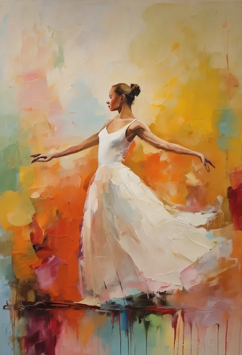 A girl in a white dress is dancing ballet elegantly