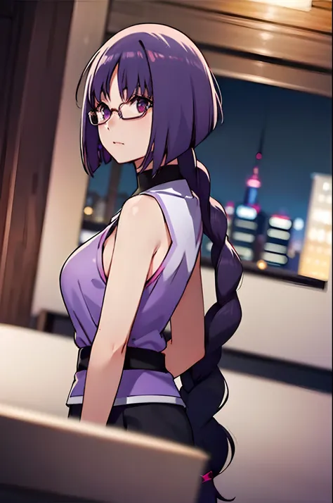 (best quality), (highly detailed), masterpiece, (official art),sumire kakei, single braid, sleeveless jacket, black shorts, wris...