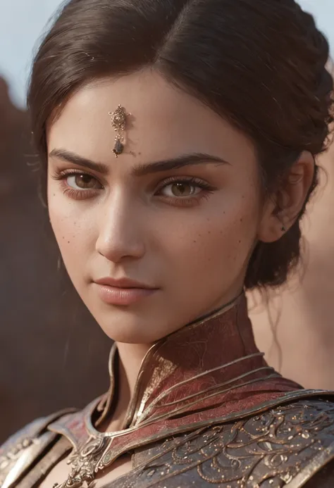 Cinematic, clear facial features and insanely detailed, it captures the essence of the Indian woman with breathtaking beauty. The color grading is beautifully done, enhancing the overall cinematic feel. Unreal Engine brings her to life, making her appearan...