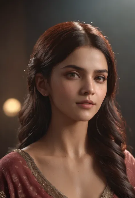 Cinematic, clear facial features and insanely detailed, it captures the essence of the Indian woman with breathtaking beauty. The color grading is beautifully done, enhancing the overall cinematic feel. Unreal Engine brings her to life, making her appearan...