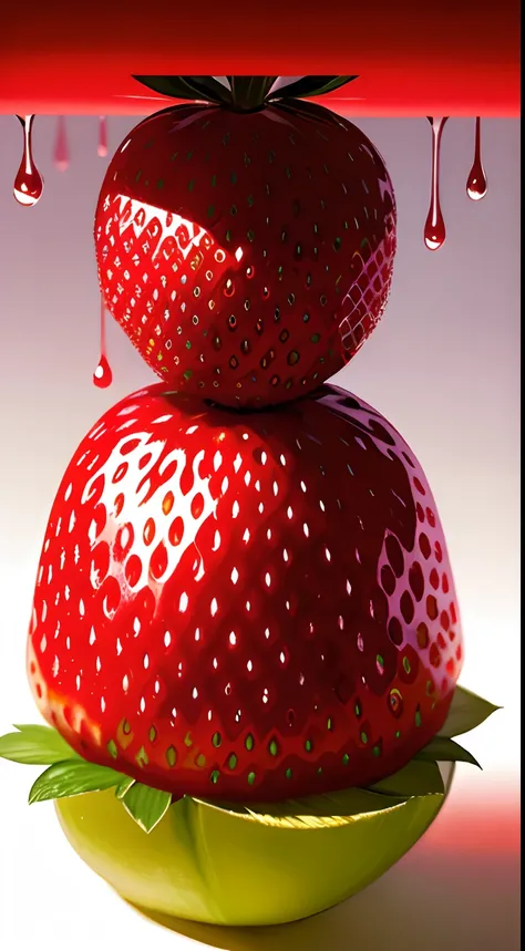 ((masterpiece:1.3,concept art,best quality)),very cute appealing anthropomorphic strawberry,looking at the viewer,big grin,happy,fruit,berry,droplets,macro,sunlight,fantasy art,dynamic composition,dramatic lighting,epic realistic,award winning illustration...