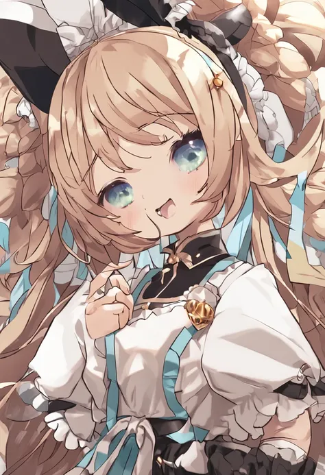 light brown hair, mole under mouth, maid headdress, shiny hair, hime cut, heart-shaped pupils, wince, tears, aqua eyes, crying with eyes open, kemonomimi mode, open mouth, shy, blush, sleepy, sad, tongue out, pain, crying, unconscious, moaning, heavy breat...