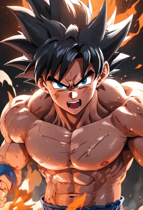 Dragon Ball Goku，Great ape, full body portrait，of a real，Facial features are carefully depicted，Realistic skin texture，Dark style，depth of fields，high light，Real light，Ray traching，oc rendered，Hyper-realistic，best qualtiy，8K，Works of masters，super-fine，Det...